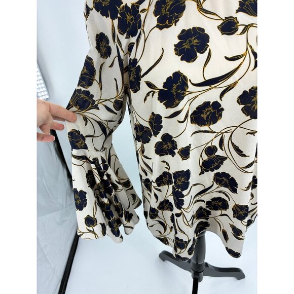 Lauren Conrad Womens Size M Floral Blouse Long Sleeve Tunic Top Shirt Flowy - Picture 2 of 6